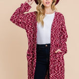 Magenta Mix Long Open Cardigan