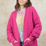 Hot Pink Chenille Woven Sweater Cardi