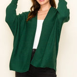 Dolman Sleeve Horizontally Ribbed Sweater Cardigan