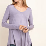 Bamboo L/S V Neck with Pointed Hem