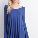 Bamboo L/S V Neck with Pointed Hem