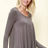 Bamboo L/S V Neck with Pointed Hem