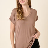 Smokey Taupe Bamboo V Neck T-Shirt