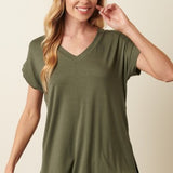 Olive New Bamboo V Neck T-Shirt