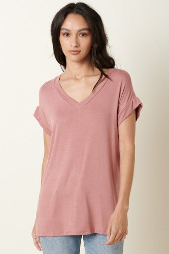 Vintage Rose Bamboo V Neck T-Shirt