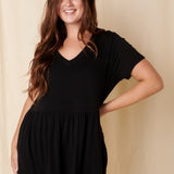 Bamboo V Neck Babydoll Top