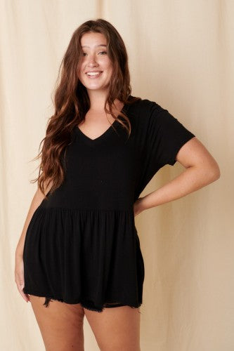 Bamboo V Neck Babydoll Top