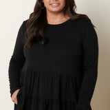 Bamboo Round Neck 2 Tier Babydoll L/S