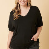 Bamboo V Neck Oversize Knit Top