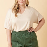 Bamboo V Neck Oversize Knit Top