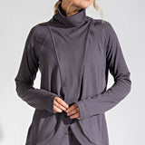 Charcoal Asymmetrical Jacket with Cowl Neck