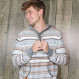 Men's Earthtone Stripe Pullover with Hood