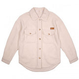 Cream Fuzzy Button Front Shacket