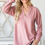 Heathered Blush Mandarin Collar L/S