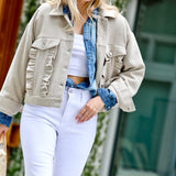 Taupe Ruffle Detail Button Down Jacket