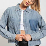 Denim Crop Jacket with Shadow Pocket