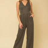 Black & Brown Geo Sleeveless Jumpsuit
