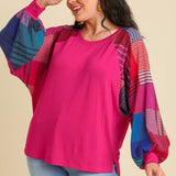 Magenta Mix Print L/S Top