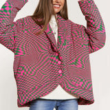 Pink + Green Retro Geo Print Jacket
