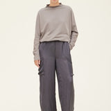 Dark Slate Satin Cargo Pants