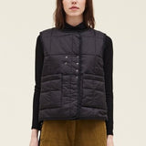 Black Quilted Mandarin Vest