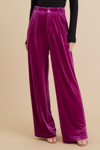 Magenta Velvet Trouser Pant