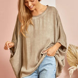Mocha Mineral Wash Oversize Top