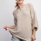 Coconut Milk Cozy Boxy Woven Pullover