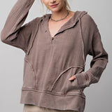 Chocolate Mineral Wash Cotton Hoodie