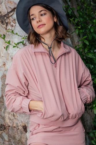 Dusty Pink Inner Fleece Quarter Zip