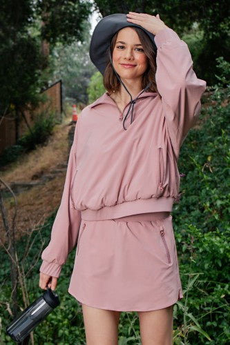 Dusty Pink Woven Fleece Skort
