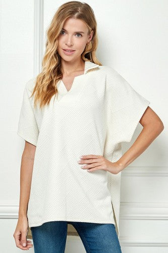 Cream Texture Drop Shoulder with Collar