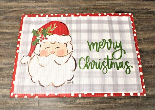 47x35" Bamboo Mat Santa Merry Christmas