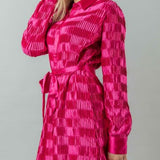 Hot Pink Accordion Satin Dress