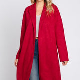 Warm Red Suede Stroller Coat