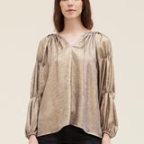 Gold Cloud Gather Sleeve Shine Blouse