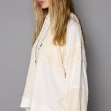 Cream Patchwork Mix Hoodie