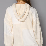 Cream Patchwork Mix Hoodie