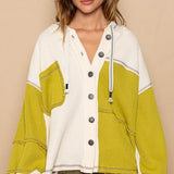 Lime + Cream Waffle Patch Jacket with Hood