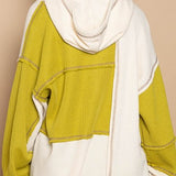 Lime + Cream Waffle Patch Jacket with Hood