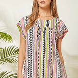 Chartreuse + Pink Tribal Print Western Top