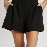 Black Pleated Short with Side Pocket