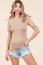 Round Neck Short Sleeve Knit Top