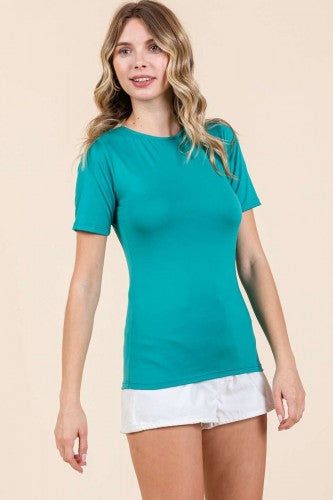 Round Neck Short Sleeve Knit Top
