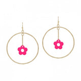 Coated Flower Chain Earring