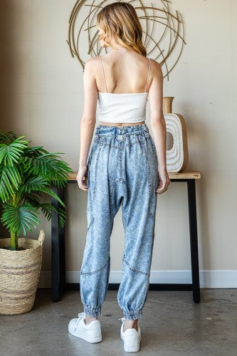 Washed Denim Big Pocket Tencel Jogger