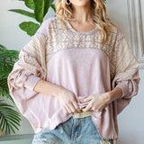 Washed Pink Aztec Mixed Fabric Dolman