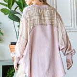 Washed Pink Aztec Mixed Fabric Dolman