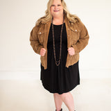 Black L/S Pleated Dress with Side Pockets