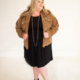 Black L/S Pleated Dress with Side Pockets